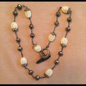 Natural Brass and Stone Necklace